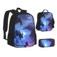 thumbnail image 1 of Pofeuu Red And Blue Fire Dragon Print Backpack Travel Backpacks With Lunch Bag Pencil Bag Set 3 pcs Set Cartoon Backpack, 1 of 7