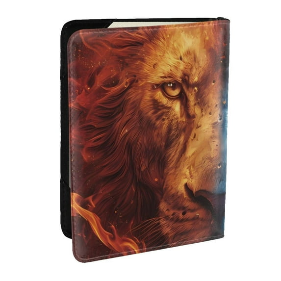 Pofeuu Red And Blue Fire Lion Print Travel Document Organizer Passport Holder Men Women for Family (6.5 in x 4.5 in),Wallet Holder Credit Card Clutch Bag Case