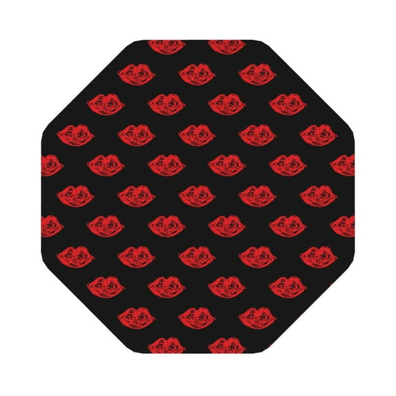 Pofeuu Red Beautiful Lips Print Leather Coasters Set of 6, Round Cups Mugs Mat Pad for Home Kitchen Heat Resistant Drink Coasters,Octagon