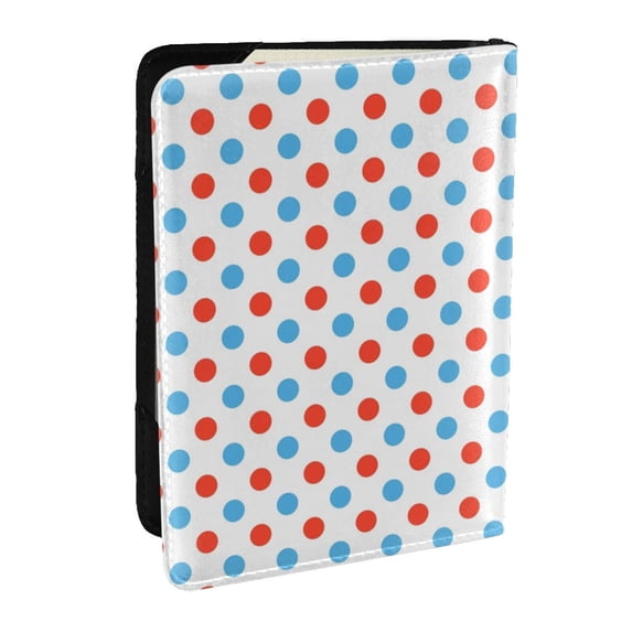 Pofeuu Red Blue Polka Dots Print Travel Document Organizer Passport Holder Men Women for Family (6.5 in x 4.5 in),Wallet Holder Credit Card Clutch Bag Case