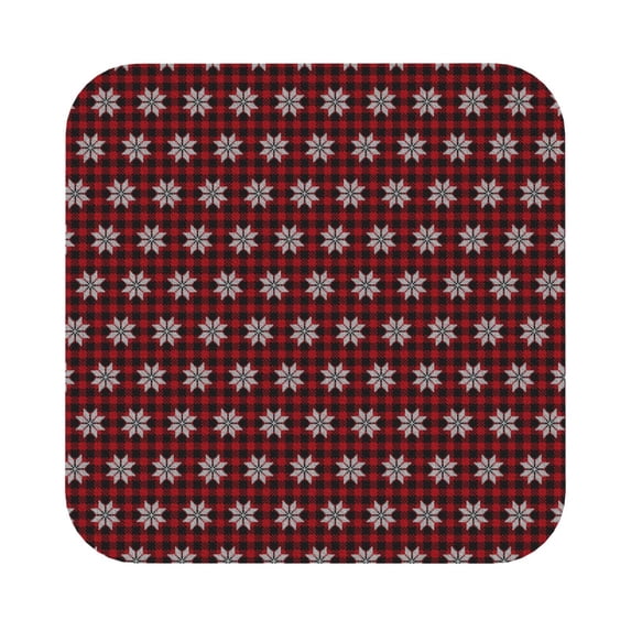 Pofeuu Red Buffalo Plaid Merry Christmas Print Leather Coasters Set of 6, Round Cups Mugs Mat Pad for Home Kitchen Heat Resistant Drink Coasters,Square