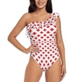 thumbnail image 1 of Pofeuu Red Cross Print Women's One Piece Swimsuits One Shoulder Swimwear Asymmetric Ruffle Monokinis Bathing Suits-XX-Large, 1 of 6