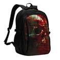 thumbnail image 1 of Pofeuu Red Dark Skull Abstract Print Storage Laptop Backpack with USB Charging Port[Water Resistant] College Computer Bookbag Fits, 1 of 7