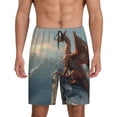 thumbnail image 1 of Pofeuu Red Dragon Mountain Sunrise Print Men's Soft Woven Elastic Waistband Sleep Pajama Short-XX-Large, 1 of 6