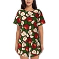 thumbnail image 1 of Pofeuu Red Fruit Print Women's Pajama Set Short/Shorts Soft Button PJs Elastic Drawstring Waist Sleepwear-XX-Large, 1 of 6