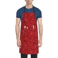 thumbnail image 1 of Pofeuu Red Glitter Print Waterproof Apron with Pockets Adjustable Cooking Aprons Kitchen Bib for Baking Household Cleaning, 1 of 8