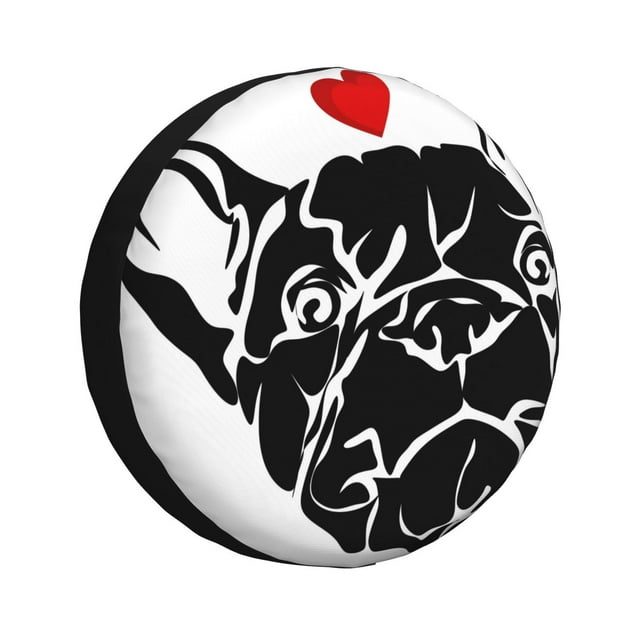 Pofeuu Red Heart And Puppy Of Bulldog Print Spare Tire Wheel Cover for