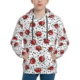 thumbnail image 1 of Pofeuu Red Ladybugs On Black Dotted Print Kids Pullover Hoodies Warm Thick Hooded Sweatshirt with Packet for Boys Girls-X-Large, 1 of 6