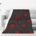 thumbnail image 1 of Pofeuu Red Ladybugs On Dark Background Print Ultra-Soft Micro Fleece Blanket,for Bed Or Sofa,All Season Throw Blankets Flannel Blanket-60"x50", 1 of 7