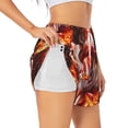 thumbnail image 1 of Pofeuu Red Leaf Flame Fox Print Women's Athletic Shorts Running Workout Shorts Tummy Control Quick Dry Gym Shorts with Pockets Double layer sports shorts-Medium, 1 of 7