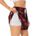 thumbnail image 1 of Pofeuu Red Line Print Women's Athletic Shorts Running Workout Shorts Tummy Control Quick Dry Gym Shorts with Pockets Double layer sports shorts-Small, 1 of 7