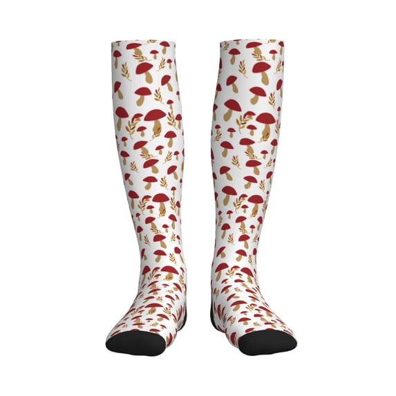Pofeuu Red Mushroom Print Compression Socks for Women & Men Circulation - Best Support for Nurses,Running,Athletic,Sports