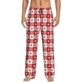 thumbnail image 1 of Pofeuu Red Plaid Daisy Print Men's Pajama Pants, Soft Lounge Pajama Pants with big pockets for Men Plaid Pj Bottoms-Small, 1 of 6