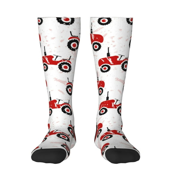 Pofeuu Red Wheeled Tractors Print Stockings, Adult Running Hiking Socks for Youth and Adult
