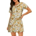 thumbnail image 1 of Pofeuu Retro 70s 60s Flower Print Women's Loose Fit Short Sleeve Nightgown, Comfortable Sleep Dress for Women, Casual Lounge Sleepwear, Soft Cotton Sleep Dress, 1 of 6
