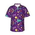 thumbnail image 1 of Pofeuu Retro 80s Style Print Hawaiian Shirt for Men Sleeves Casual Button Down Summer Beach Dress Shirts T-Shirts,Large, 1 of 7