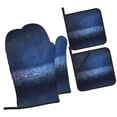 thumbnail image 1 of Pofeuu Retro Blue Glitter Print Oven Mitts and Pot Holders 4 pcs Set,High Heat Resistant 500 Degree Extra Thicken Long Kitchen Cotton Oven Glove for Cooking, 1 of 1