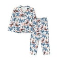 thumbnail image 1 of Pofeuu Retro Butterfly Print Womens Pajamas Set Long Sleeve Sleepwear Button Down Nightwear Soft Pj Lounge Sets Button Down Pajamas Women-Large, 1 of 7