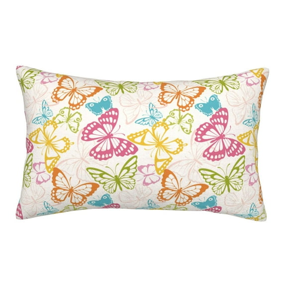 Pofeuu Retro Colorful Butterfly Print Polyester Microfiber Plush Pillowcases, Super Soft and Cozy Pillow Case Covers with Envelop Closure（Pillow core not included）-14"x20"