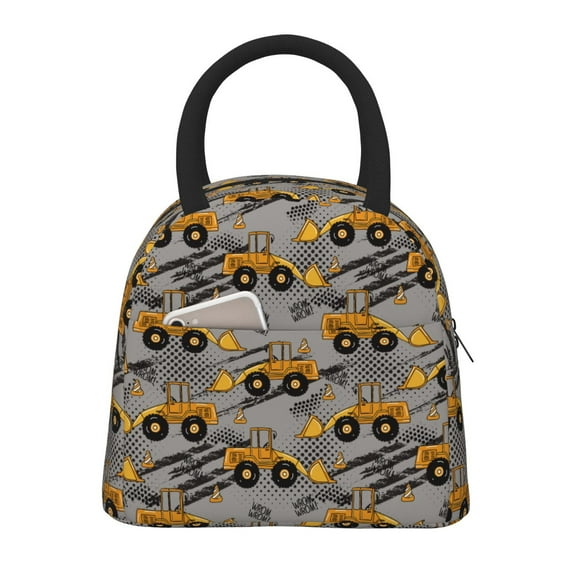 Pofeuu Retro Excavator Print Lunch Bag for Adult Insulated Lunch Box,Leakproof Cooler Food Lunch Containers Reusable High Capacity Lunch Tote Bags-One Size