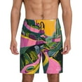 thumbnail image 1 of Pofeuu Retro Futuristic Landscape Print Men's Soft Woven Elastic Waistband Sleep Pajama Short-Small, 1 of 6