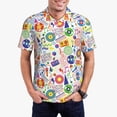 thumbnail image 1 of Pofeuu Retro Musi Disco Print Men's Loose Fit Midweight Short-Sleeve Pocket Polo-Medium, 1 of 6