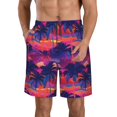 thumbnail image 1 of Pofeuu Retro Palms Prin Men's Swim Trunks Quick Dry Bathing Suit Swimming Board Shorts Mesh Lining Beach Swimwear-Small, 1 of 6