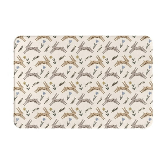 Pofeuu Retro Rabbit Print Flannel Doormats Rug16"x24"Rug Washable Doormats Indoor Outdoor Rugs for Layered Front Door Mats, Porch, Kitchen, Entryway