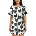 thumbnail image 1 of Pofeuu Retro Rooster Print Women's Pajama Set Short/Shorts Soft Button PJs Elastic Drawstring Waist Sleepwear-3X-Large, 1 of 6