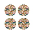thumbnail image 1 of Pofeuu Retro Summer Stamp Print Coasters for Drinks, 4Pack PU Leather Coasters, Bar Drink Coasters for Tabletop Protection, Furniture from Damage-Round Shape, 1 of 6