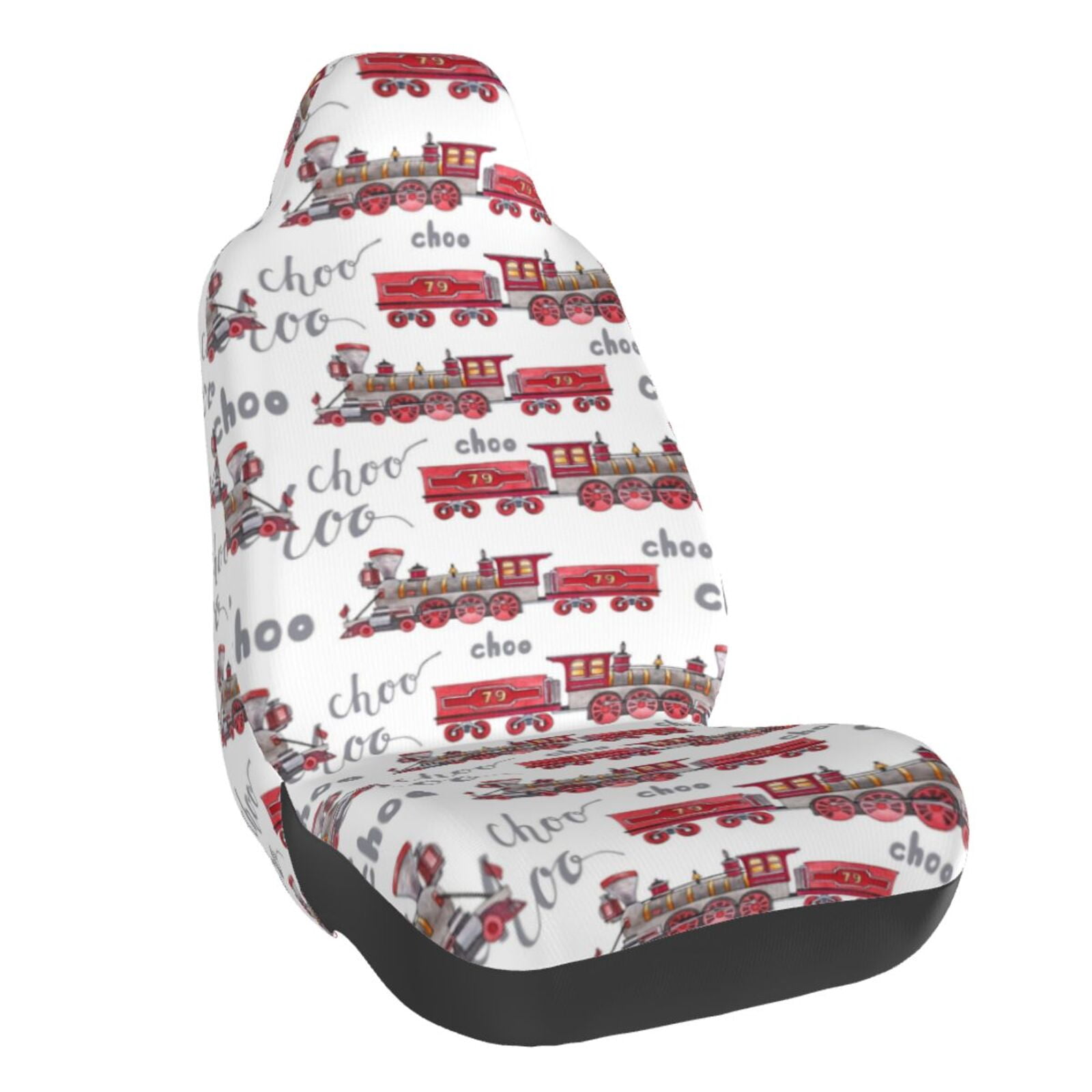 Pofeuu Retro Train Print Automotive Car Seat Covers Flat Cloth Full Set