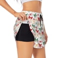 thumbnail image 1 of Pofeuu Retro bows Print Women's Athletic Shorts Running Workout Shorts Tummy Control Quick Dry Gym Shorts with Pockets Double layer sports shorts-Medium, 1 of 7