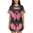 thumbnail image 1 of Pofeuu Ribbon With Angel Wings Print Women's Pajama Set Short/Shorts Soft Button PJs Elastic Drawstring Waist Sleepwear-4X-Large, 1 of 6