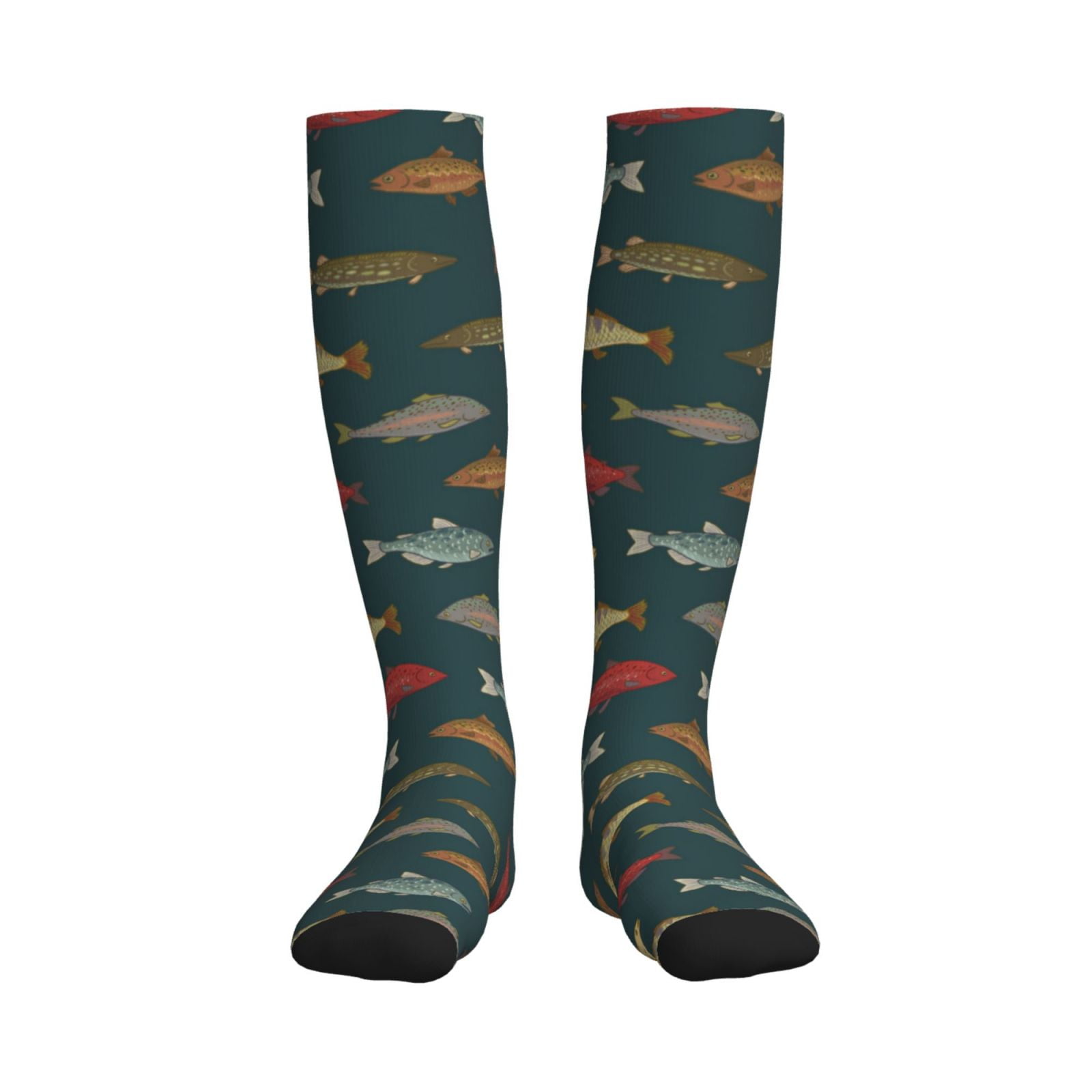 Pofeuu River Freshwater Fish Print Compression Socks for Women & Men ...