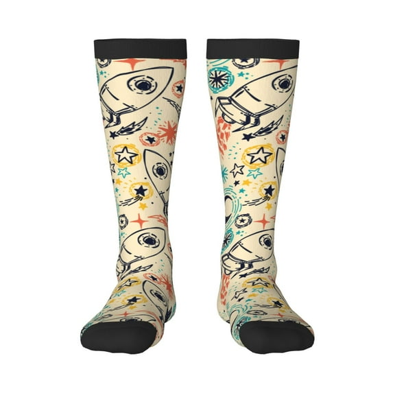 Pofeuu Rockets Print Stockings, Adult Running Hiking Socks for Youth and Adult