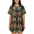 thumbnail image 1 of Pofeuu Romantic Skeletons Under Moon Print Women's Pajama Set Short/Shorts Soft Button PJs Elastic Drawstring Waist Sleepwear-Medium, 1 of 6