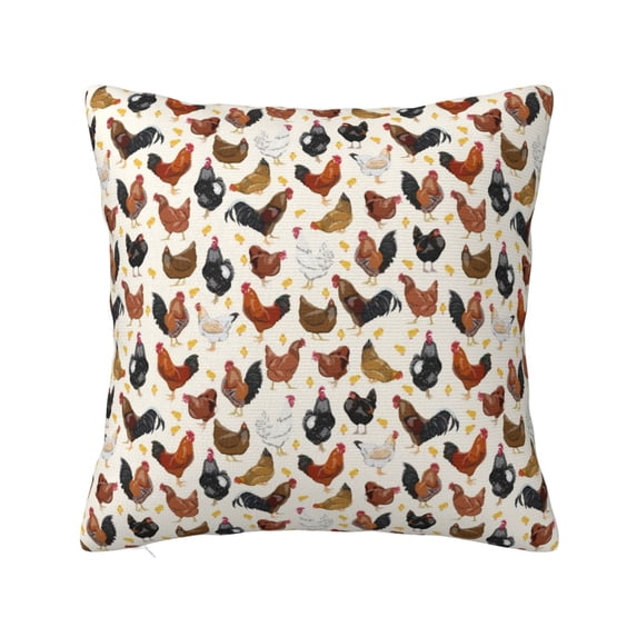 Pofeuu Roosters and Chickens Print Double-sided plush pillowcase Square Throw Pillow Covers Pillows Cover for Living Room Bedroom Sofa Couch Cushion Cover(No pillow core)-18"x18"