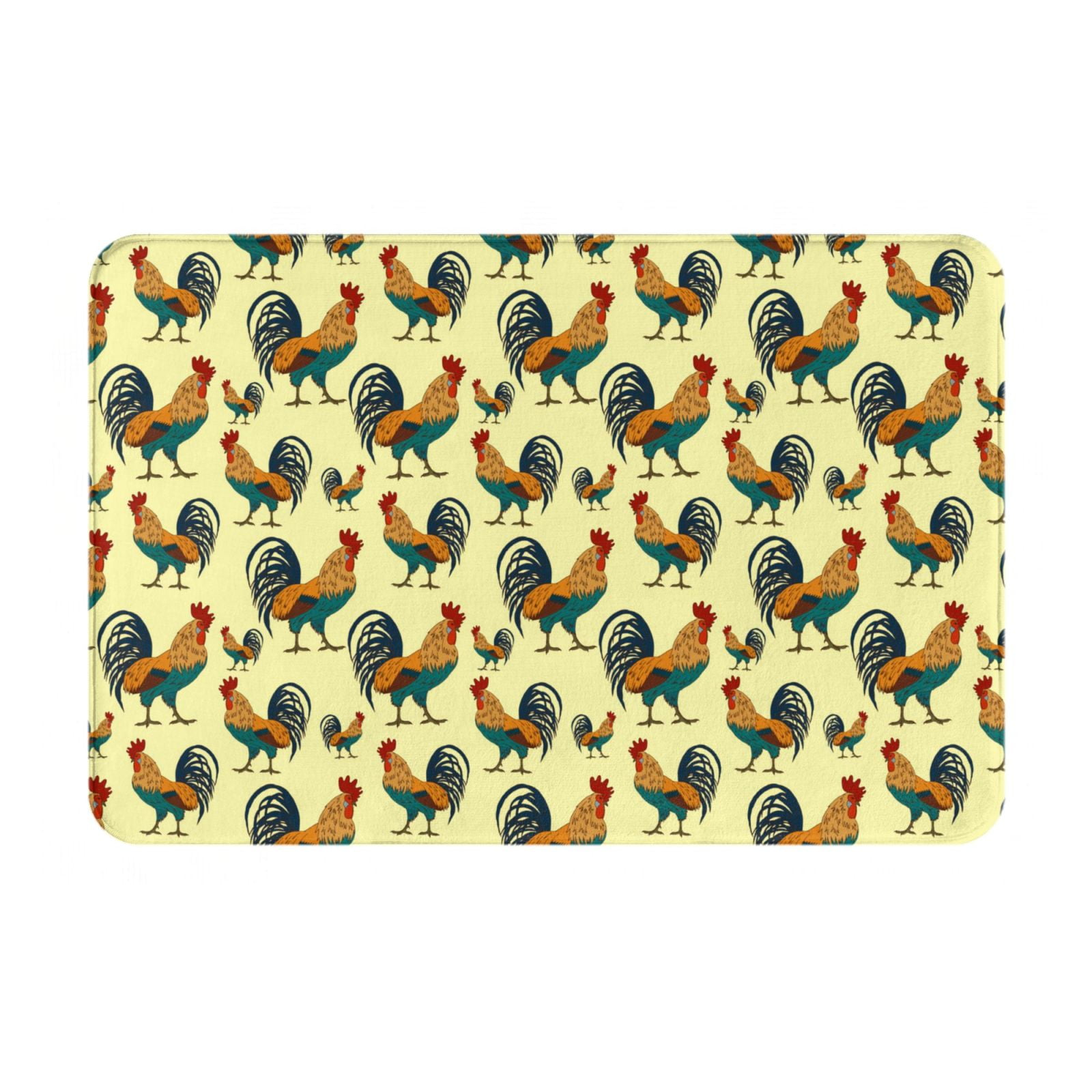Pofeuu Roosters In Farm Print Flannel Doormats Rug16