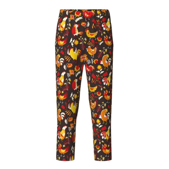 Pofeuu Roosters Print Teenagers' Pajama Pants, Soft Lounge Pajama Pants with big pockets for Men Plaid Pj Bottoms-Medium