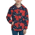thumbnail image 1 of Pofeuu Rose Flower Print Teenage Zipper Hoodie Sweatshirts Hooded Casual Jackets With Pocket For Boys Girls-Small, 1 of 6
