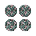 thumbnail image 1 of Pofeuu Rose Flowers Print Coasters for Drinks, 4Pack PU Leather Coasters, Bar Drink Coasters for Tabletop Protection, Furniture from Damage-Round Shape, 1 of 6