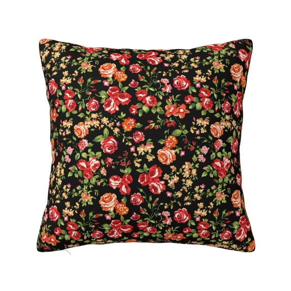 Pofeuu Rose Flowers Print Double-sided plush pillowcase Square Throw Pillow Covers Pillows Cover for Living Room Bedroom Sofa Couch Cushion Cover(No pillow core)-18"x18"