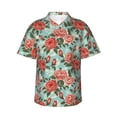 thumbnail image 1 of Pofeuu Rose Flowers Print Hawaiian Shirt for Men Sleeves Casual Button Down Summer Beach Dress Shirts T-Shirts,Large, 1 of 7