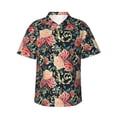 thumbnail image 1 of Pofeuu Rose Flowers Print Hawaiian Shirt for Men Sleeves Casual Button Down Summer Beach Dress Shirts T-Shirts,Small, 1 of 7