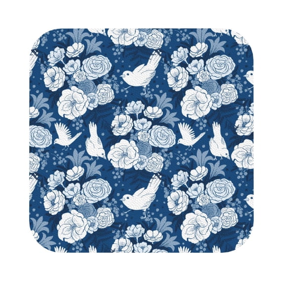 Pofeuu Rose Flowers Print Leather Coasters Set of 6, Round Cups Mugs Mat Pad for Home Kitchen Heat Resistant Drink Coasters,Square