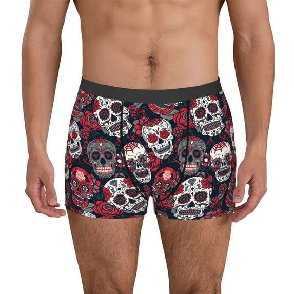 Pofeuu Rose Flowers Print Men’s Boxer Briefs, Moisture-Wicking Underwear, Regular,Trunk-Large