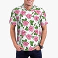 thumbnail image 1 of Pofeuu Rose Flowers Print Men's Loose Fit Midweight Short-Sleeve Pocket Polo-X-Large, 1 of 6