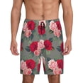 thumbnail image 1 of Pofeuu Rose Flowers Print Men's Soft Woven Elastic Waistband Sleep Pajama Short-Small, 1 of 6