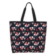 thumbnail image 1 of Pofeuu Rose Flowers Print Reusable Grocery Bags - Washable, Foldable, Packable Tote, Large Handles, Heavy Duty, Zippered Top Pouch, 1 of 8