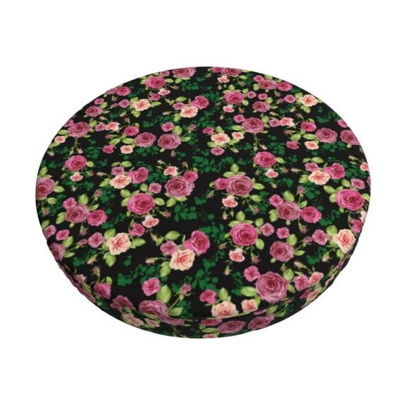Pofeuu Rose Flowers Print Round Bar Stool Covers - Super Soft and Washable Elastic Stool Cushion Slipcover Easy Clean Velvet-13 inch